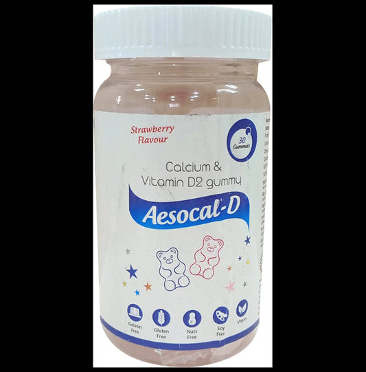 Aesocal-D Calcium & Vitamin D2 Gummies Strawberry - Classic Derma