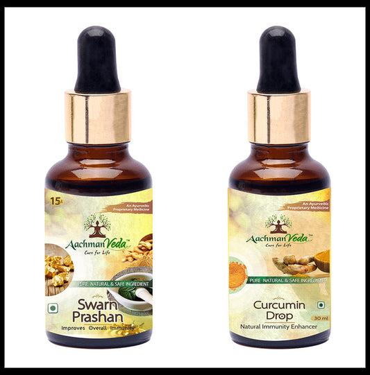 Aachman Veda Swarn Prashan Drop with Aachman Veda Curcumin Drop 30ml Free - Classic Derma