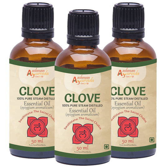 Aashman Ayurveda 100% Pure Steam Distilled Essential Oil (50ml Each) Clove - Classic Derma