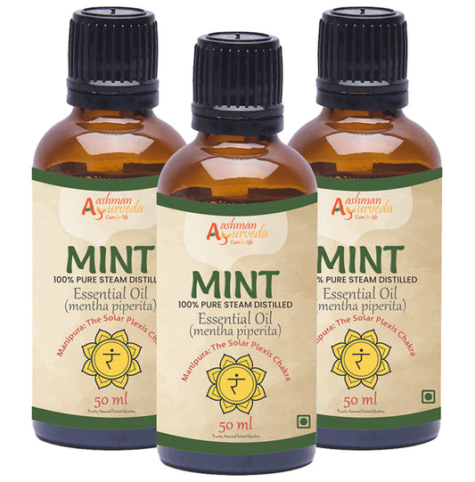 Aashman Ayurveda 100% Pure Steam Distilled Essential Oil (50ml Each) Mint - Classic Derma