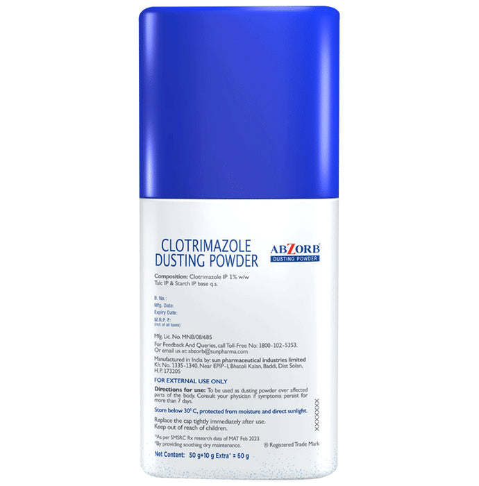 Abzorb Anti Fungal Dusting Powder | Absorbs Excess Sweat | Controls Itching | Derma Care | Manages Fungal Infections Dusting Powder Dusting Powder