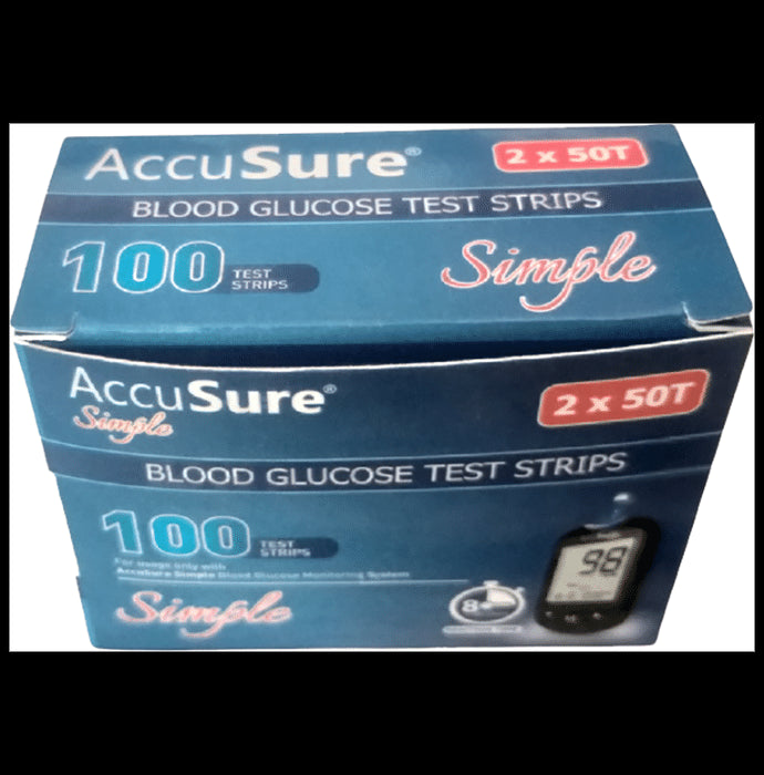 AccuSure Simple Blood Glucose Test Strip (Only Strip) | Diabetes Monitoring Devices - Classic Derma