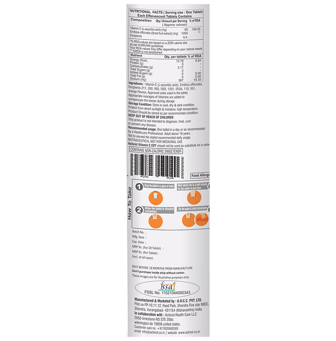 Activist Vit C EVT Effervescent Tablet