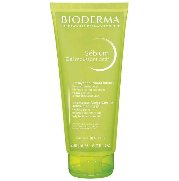 Bioderma Sebium Gel Moussant Actif cleanser with Salicylic & Glycolic acid for Acne Prone, Oily Skin Gel - Classic Derma