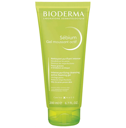 Bioderma Sebium Gel Moussant Actif cleanser with Salicylic & Glycolic acid for Acne Prone, Oily Skin Gel - Classic Derma