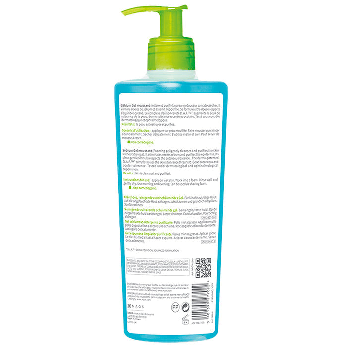 Bioderma Sebium Gel Moussant Purifying Cleansing Foaming Gel Combination to Oily Skin
