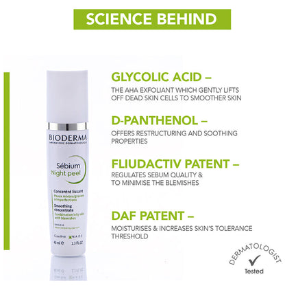 Bioderma Sebium Night Peel Smoothing Concentrate | Reduces Spots & Blemishes | For Combination/Oily Skin