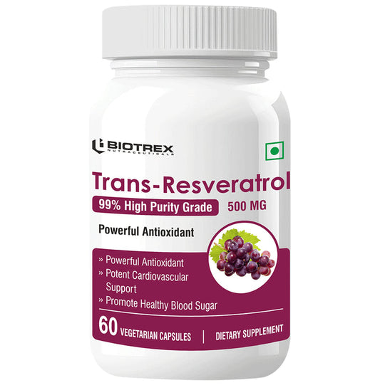 Biotrex Resveratrol 500mg for Heart Health, Anti-Ageing Support & Blood Sugar Balance | Capsule - Classic Derma