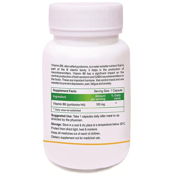 Biotrex Vitamin B6 100mg for Nervous System Support, RBC formation & Immunity | Capsule