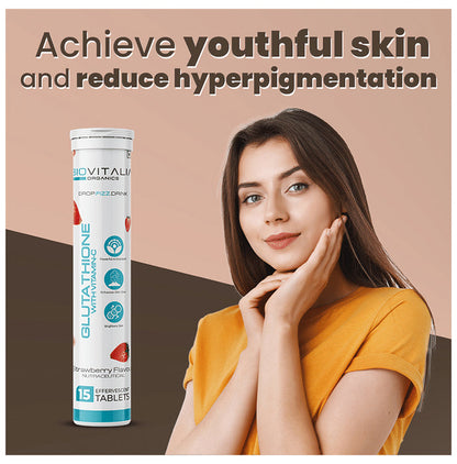 Biovitalia Organics Glutathione with Vitamin-C Effervescent Tablet Strawberry