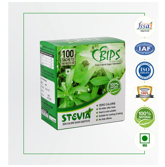 Bips Stevia Zero Calorie Sweetener Sachets (1gm Each)