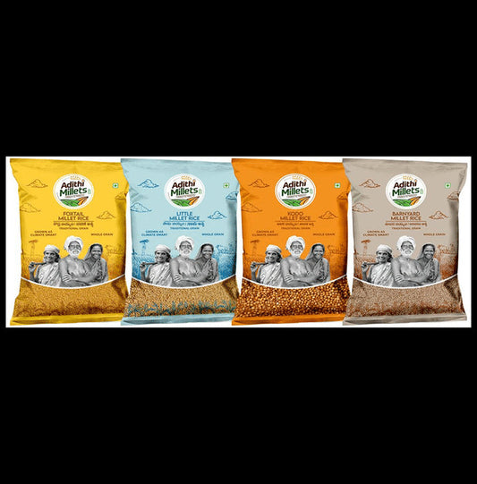 Adithi Millets Combo Pack of Foxtail 500g ,Little 500g,Kodo 500g,Barniyard 500g - Classic Derma