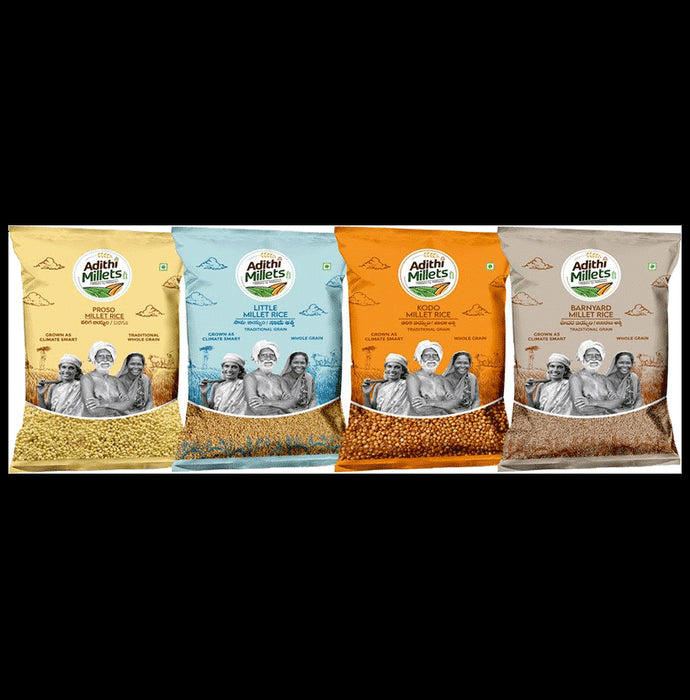 Adithi Millets Combo Pack of Proso 500g ,Little 500g,Kodo 500g,Barniyard 500g - Classic Derma