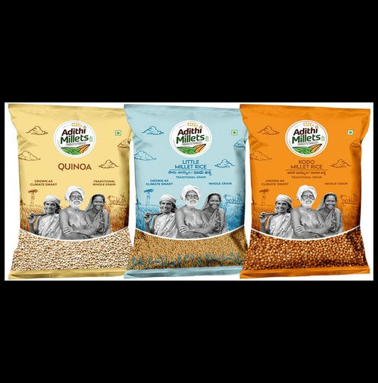 Adithi Millets Combo Pack of Quinoa 500g ,Little 500g,Kodo 500g - Classic Derma