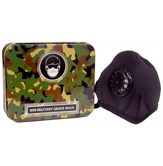 Advind Healthcare Black Military Grade N99 Face Mask for Kids with Single Breathing Valve - Classic Derma