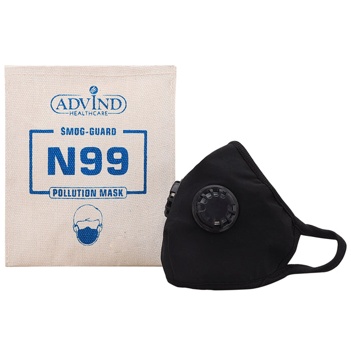 Advind Healthcare Smog Guard N99 Mask with 2 Valve L-XL Black - Classic Derma