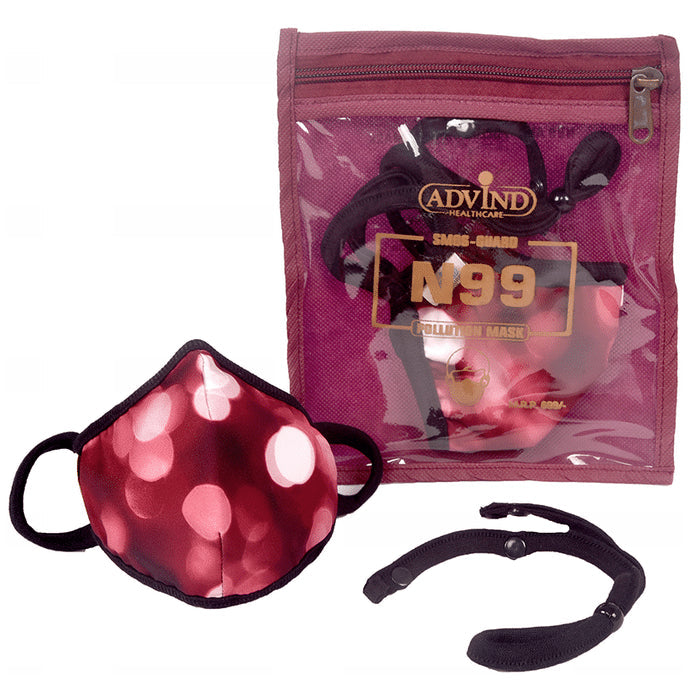 Advind Healthcare Smog-Guard N99 Pollution Mask for Kids Small Red Polka Dots Design without Valve - Classic Derma