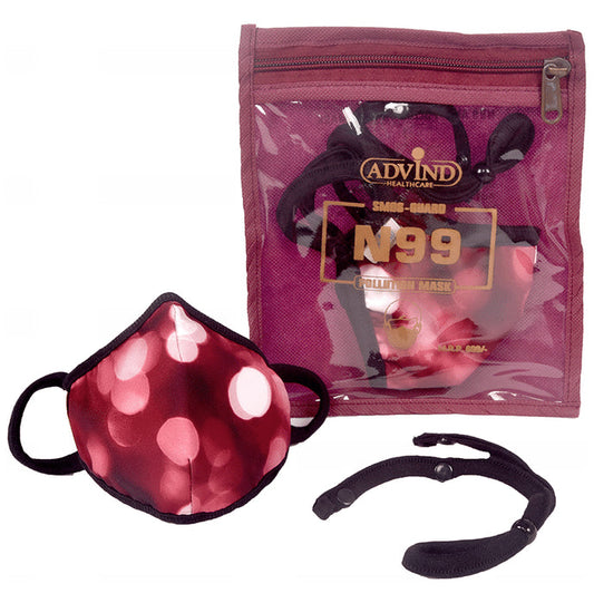 Advind Healthcare Smog-Guard N99 Pollution Mask for Kids Small Red Polka Dots Design without Valve - Classic Derma