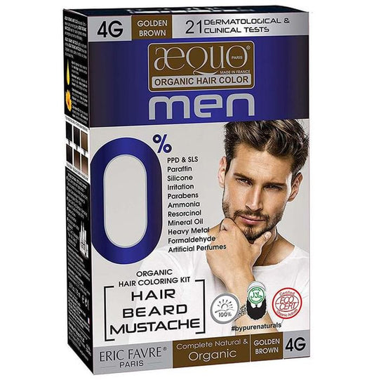 Aequo Organic Hair Color Men Golden Brown 4G - Classic Derma