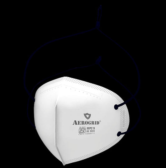 Aerogrid FFP2 BIS Certified 5 Layer N95 Mask White with Adjustable Black Head Loop - Classic Derma