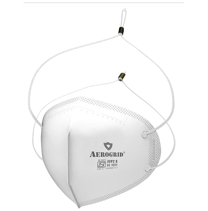 Aerogrid FFP2 BIS Certified 5 Layer N95 Mask White with Adjustable White Head Loop - Classic Derma