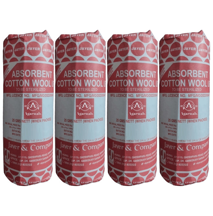 Agarwals Jayer Absorbent Surgical Cotton Wool (25gm Each) - Classic Derma