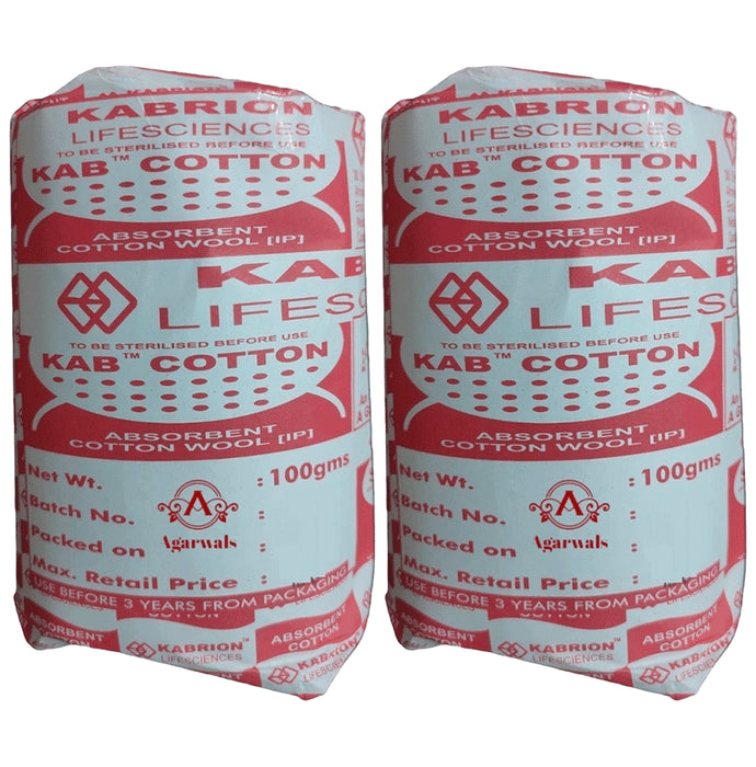 Agarwals Kab Prime Cotton Absorbent Surgical Cotton Wool (100gm Each) - Classic Derma