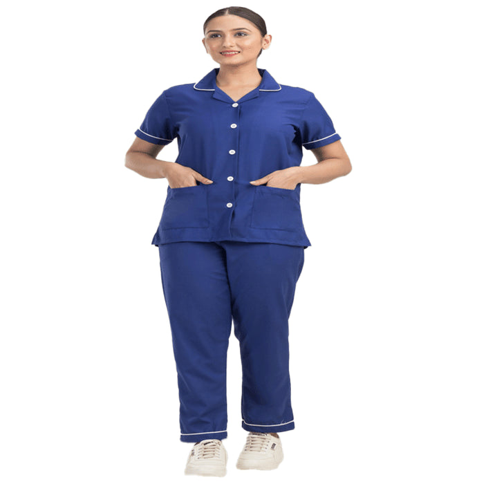 Agarwals Nurse Uniform Softn Comfy Pure Viscose Cotton Royal Blue Medium - Classic Derma