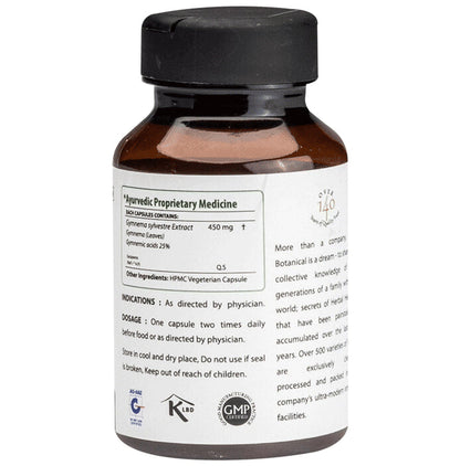 Bixa Botanical Gudmar Extract (Gymnema Sylvestre) 25% Gymnemic Acids 450mg Veg Capsule