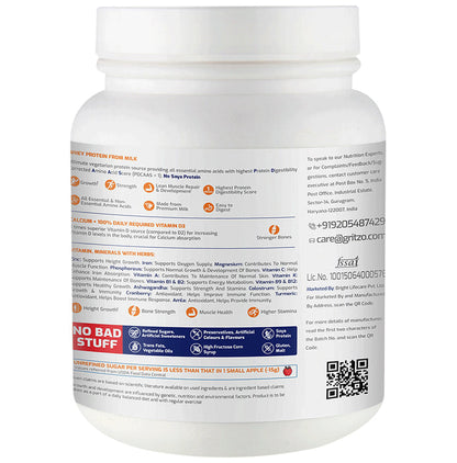 Gritzo Super Girl Milk Protein Height+ for 7 to 12 Years Girl Height+ | With Calcium & Vitamin D3 | Flavour Double Chocolate