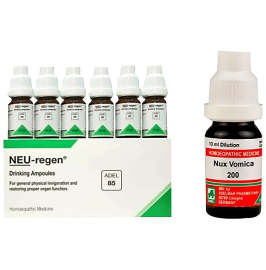 ADEL Men Care Combo Pack of ADEL 85 Neu-Regen 12 Drinking Ampoule (10ml Each) & Nux Vomica Dilution 200 CH 10ml - Classic Derma