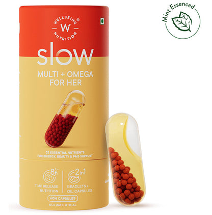 Wellbeing Nutrition Slow Multi + Omega for Her Multivitamin Vegan omega-3 oil, B-complex Capsule