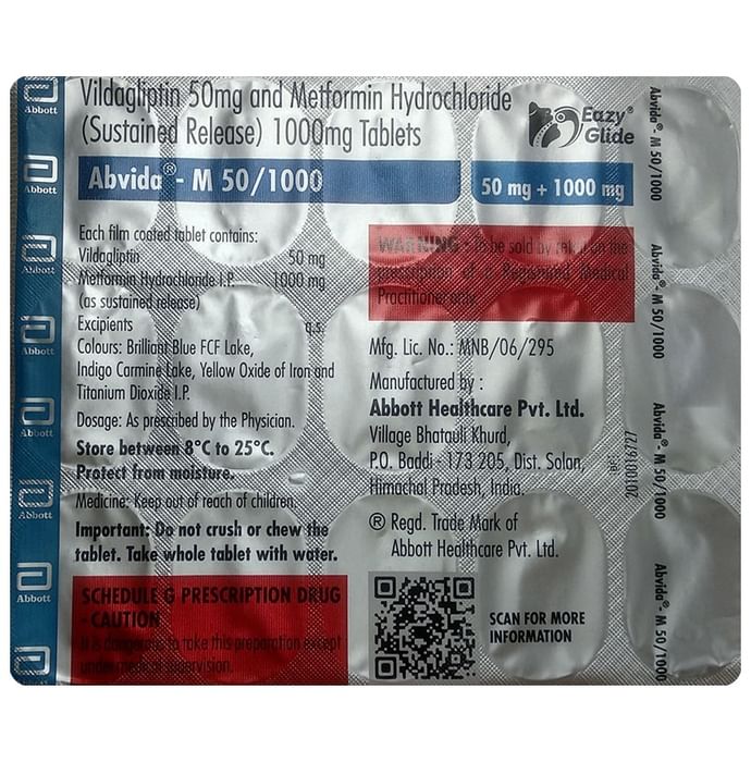 Abvida-M 50/1000 Eazy Glide Tablet SR - Classic Derma