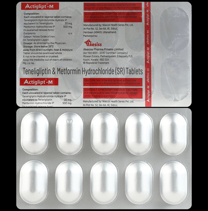 Actiglipt M 500mg/20mg Tablet - Classic Derma